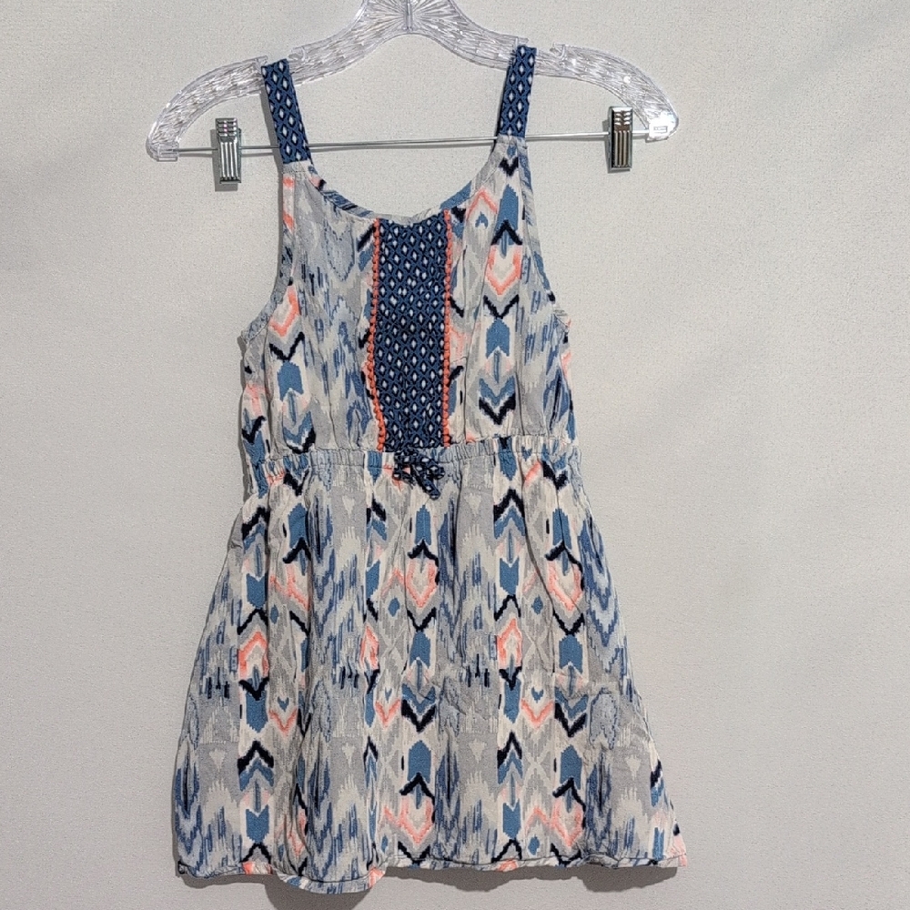 Gymboree Girls Blue & White Geometric Pattern Top - Size 8 - Excellent Condition
